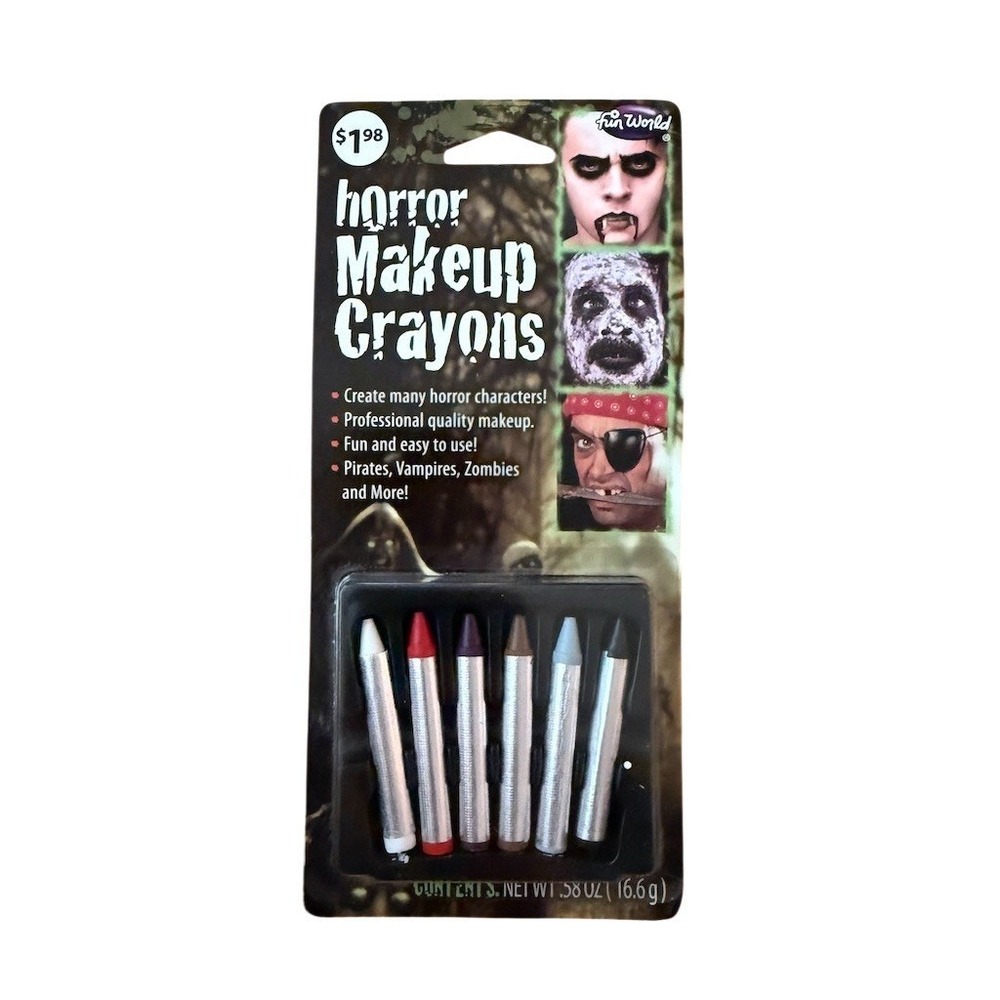 Fun World Horror Makeup Crayons 6-Count Halloween Face Paint Set Washable creepy